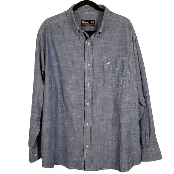 Berne Other - Berne Mens Button Down Workwear Denim Shirt 2XL Chambray Blue Casual  Workwear